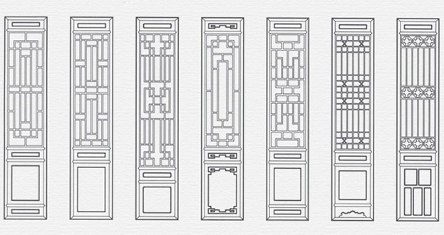 林甸常用中式仿古花窗图案隔断设计图